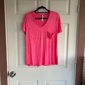 Bozzolo Hot Pink V-Neck Short Sleeve Tee